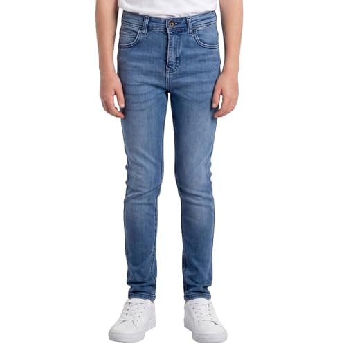 Image of Bench Boys Carson Slim Fit Jeans - Childrens Skinny Stretch Denim Pants with Adjustable Inner Waistband, Classic 5-Pocket Dark Wash Trousers for Kids & Teens, Sizes 7-16 Years