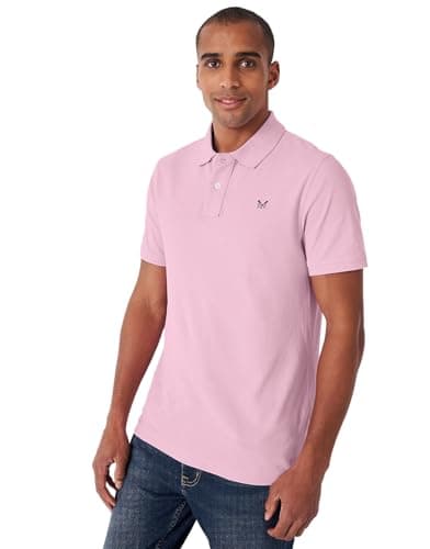 Image of Crew Clothing Mens Classic Pique Polo Shirt - Short Sleeve (Classic Pink) XXXL