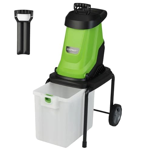 Image of COSTWAY Electric Garden Shredder, 2800W/3000W Wood Chipper with 50L Collection Bin, 4500RPM Speed, 45mm Cutting Diameter, Double-Sided Blade & Safety Knob (2800W, 56 x 44 x 94cm)