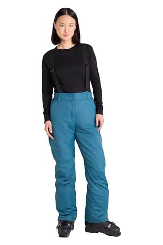 Image of Mountain Warehouse Moon Womens Ski Pants - Isotherm, Microfibre Insulated & Snowproof Trousers, Adjustable Waist & Detachable Braces - for Skiing, Snowboarding Teal Women's Size 10