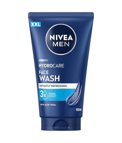Image of NIVEA MEN Hydrocare Face Wash XXL (150ml), Purifying Face Wash for Men, Cleanser Gel with Aloe Vera and Pro-Vitamin B5, For Hydrated & Refreshed Skin, Daily Men's Skin Care