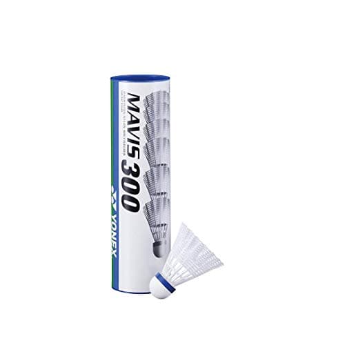 Image of YONEX Mavis 300 Badminton Shuttlecocks (6 pieces), White, 78-Medium-Blue