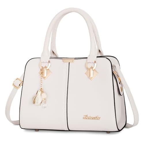Image of FORRICA Handbags for Women Elegant Pendant Ladies Shoulder Bags Top Handle Crossbody Bag PU Leather for Shopping Work Dating White
