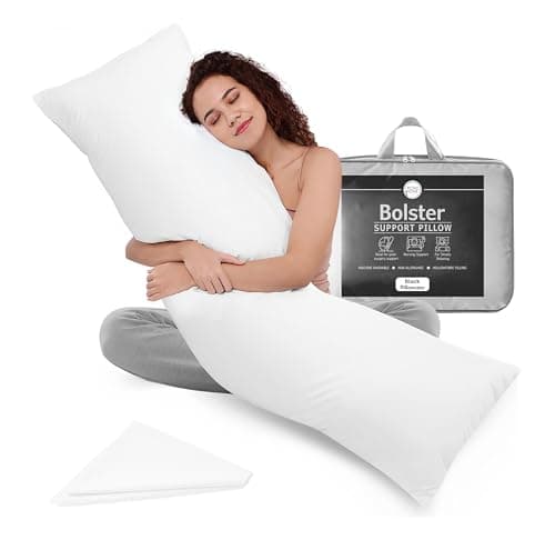 Image of Rohi 4.6FT Full Body Pillow – Living Orthopaedic Long Bolster Pillow for Maternity, Back & Neck Support – Side Sleeper Pillow for Double Bed Size with White Pillowcase