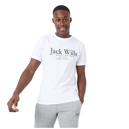 Image of Jack Wills Mens Carnaby Logo T-Shirt Regular Fit Crew Neck White M