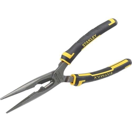 Image of Stanley Max Steel Long Nose Plier 200MM 089 870, Black/Yellow