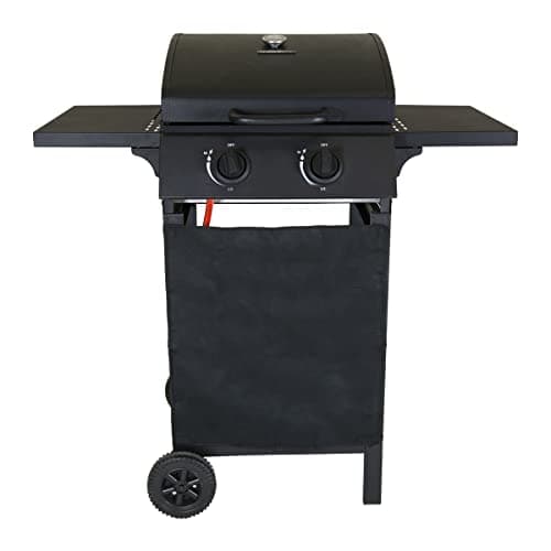 Image of CHARLES BENTLEY Deluxe Auto Ignition 2 Burner Gas BBQ With Thermometer, Grease Tray, Warming Rack, Storage Shelves, Heat Plate, Grill Steel Barbecue For Parties, Families, In Black (101x96.5cm)