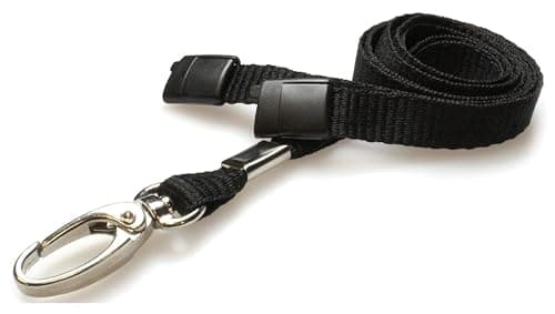 Image of Black Lanyard for Neck to be use with ID Card Holders from PCL Media Ltd ID Badge Holders and ID Plastic Pockets Neck Strap Lanyard Comes with Metal Lobster Clip and Safety Breakaway