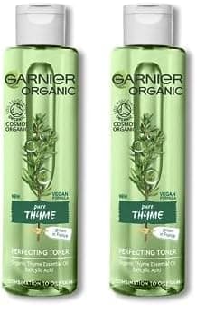 Image of Garnier Organic Thyme Purifying and Perfecting Toner for Combination and Oily Skin, Enriched with Salicylic Acid 150 ml (Packaging May Vary) (Pack of 2)