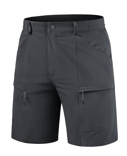 Image of TACVASEN Men's Dark Grey Cargo Shorts, Size 40, Quick Dry, Hiking, Camping