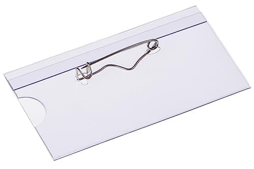 Image of EUROPEL Name Badge Holders with Safety Pin & Blank Card Insert Sheets (Pack of 24) | Horizontal ID Card Holder for School, Colleges, Offices & Corporate Event | 75 x 40 mm, 121263