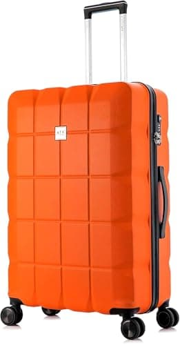 Image of ATX Luggage Large Suitcase on 4 Dual Spinner Wheels Super Lightweight ABS Hard Shell Hold Check in with Built-in TSA Lock(Orange, 110 Liter)