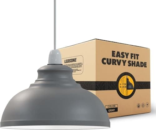 Image of LEDSONE Retro Grey Metal Ceiling Lampshade 29cm Easy Fit Modern Hanging Pendant Lightshade for Bedroom Dining Room Hallway Office Industrial Kitchen Restaurant Bar