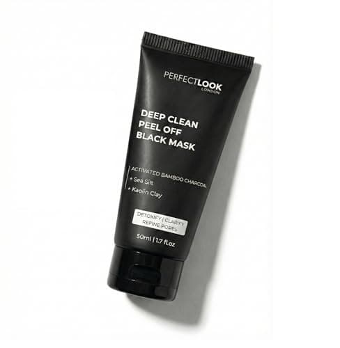 Image of Perfect Look London Peel-Off Face Mask for Blackhead Remover & Acne – Deep Pore Cleanser with Bamboo Charcoal & Kaolin – Unclogs Pores & Controls Oil