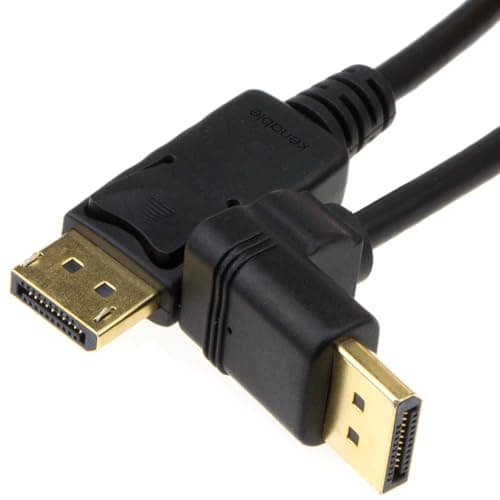 Image of kenable Right Angle DisplayPort v1.2 Plug to Straight Plug Monitor Cable 4K 2m