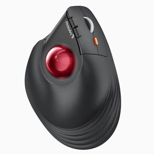 Image of ProtoArc Vertical Wireless Trackball Mouse - EM05 Bluetooth Ergonomic Rollerball Mouse, 3 Device Connection for iPad, Mac, Windows PC