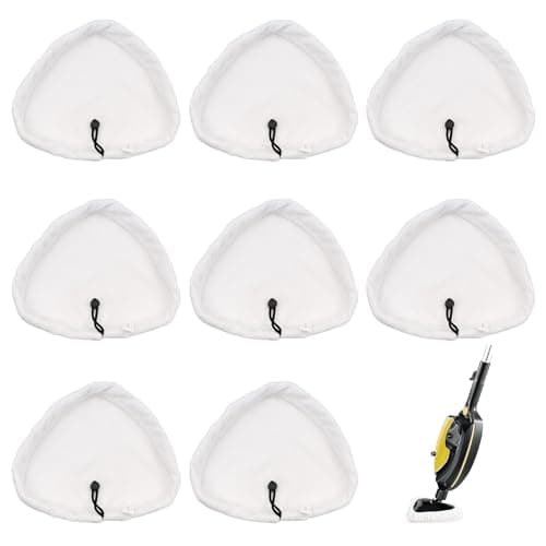 Image of KASURE Steam Mop Pads, 8 Pcs Triangular Microfiber Cleaning Pad Cover Washable Cloths for Steam Mops, Universal Steam Mop Accessories, Compatible with X5 Steam Mops and H2O (White)