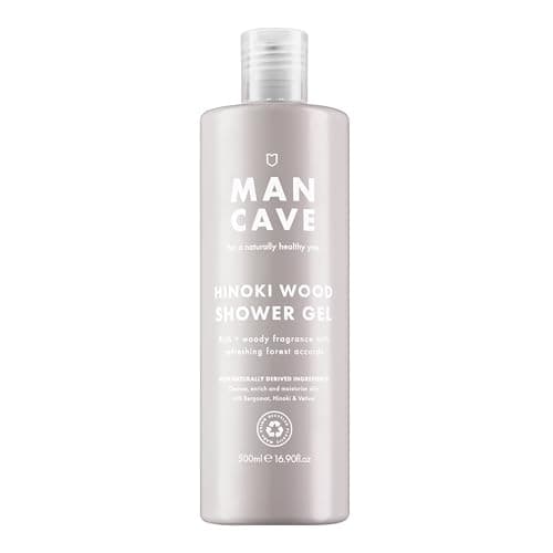 Image of ManCave Hinoki Wood Mens Shower Gel, 500 ml, Body Wash, Natural Ingredients, Vegan, Cruelty-Free, Warm Woody Shower Gel for Men with Hinoki Cypress, Bergamot, Vetiver, Body Wash for Men