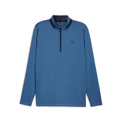 Image of PUMA Mens Golf Lightweight Quarter-Zip Top Blue Horizon-Deep Navy L