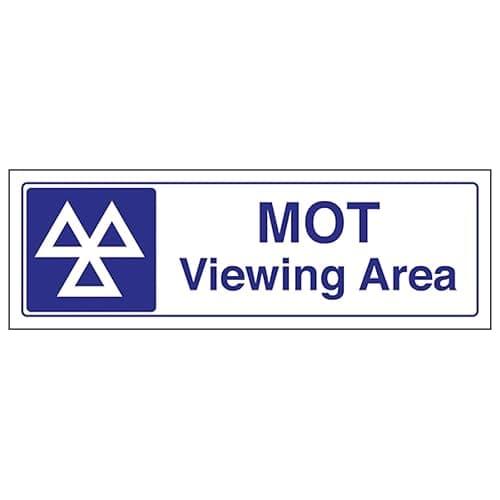 Image of V Safety MOT Viewing Area - Landscape 300 x 100 mm - 2mm Rigid Plastic Safety Sign