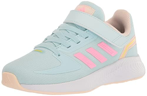 Image of adidas Runfalcon 2.0 Unisex-Child Running Shoe, Almost Blue/Beam Pink/Bliss Orange (Cross Strap), 7 US Big Kid