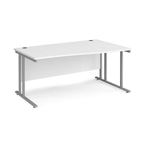 Image of Mr Office Maestro 25 right hand wave desk - silver cantilever leg, White, 1600