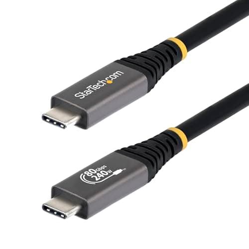 Image of StarTech.com 1.5m (5ft) USB4 Cable, 80Gbps, USB-IF Certified USB-C Cable, 240W, 8K 120Hz/4K 240Hz DP2.1, Thunderbolt 4 Compatible, Black