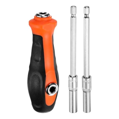 Image of sourcing map 1/4" Metric Power Nut Driver Drill Bit 4mm 5mm CR-V Steel Hex Nut Driver Screwdriver with 1/4" Hex Screwdriver Bit Holder Handle for Tightening and Loosening Fasteners
