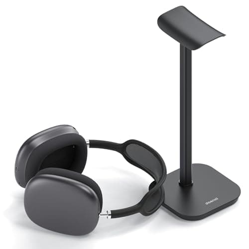 Image of doenci Headset Holder, Headphone Stand for All Over Ear Bluetooth Headphones, Gaming Headset Stand, Universal Holder with Weighted Base + Aluminium Tube, Desk Accessories for men women (Black)