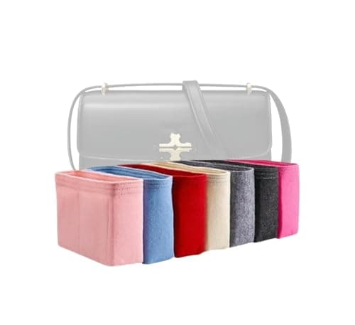 Image of Xoppia Bag Organizer compatible with Tory Burch Small Eleanor Rectangular Bag. Felt Insert Liner for Women Handbag. (Black, Style A: Exposure)