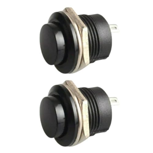 Image of 2pc Black Momentary Push Button Switches – 12v 5A for Screen Wash/Horn for Kit & Classic Cars