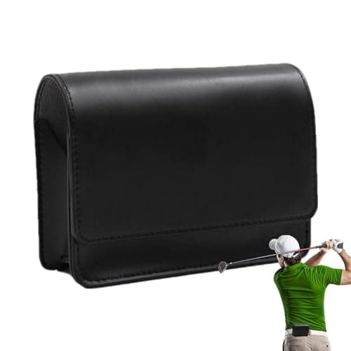 Image of Golf Rangefinder Case - Outdoor PU Leather Range Finder Case Storage Bag, Fashion Range Finder Carrying Bag, Waterproof Waist Bags For Outdoor - Black