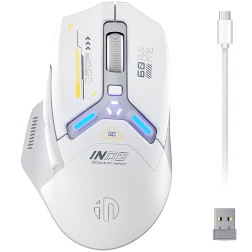 Image of inphic IN9 Gaming Mouse Wireless, Real Tri-Mode 2.4G Wireless/Type-C Wired/Bluetooth Mouse, 10k DPl, Fully Programmable, RGB Lighting, Hyperspeed Rechargeable Wireless Mouse for Laptop PC