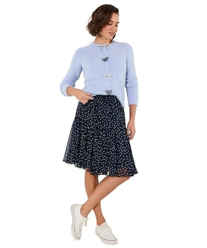 Image of Joe Browns Women's Flowy Elastic Waist Polka Dot Skirt, Regular, Blue, UK 10