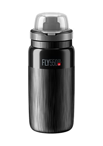 Image of ELITE Fly MTB Water Bottle Black – Ultra Lightweight Mountain Bike Cycling Bottle with Dust Cap – 550ml – For Trail Riding, XC & Enduro