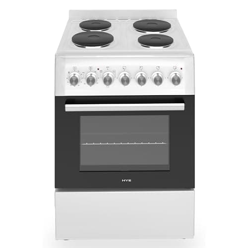 Image of HYE Cooker - Electric Cooker, 4 Hotplates, 62L Electric Oven, A-Rated Energy Efficiency, 60cm Width, Freestanding Design, White, Ideal For Family Homes - C01FS60E17W