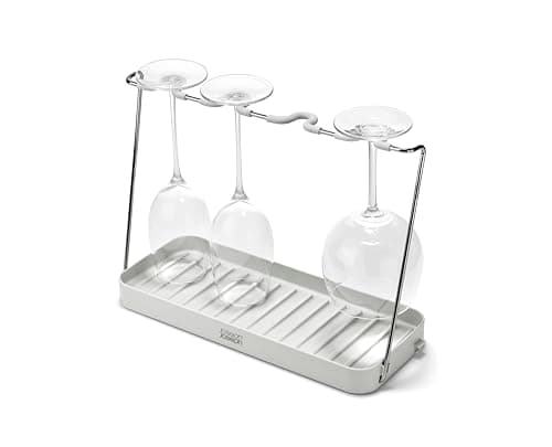 Image of Joseph Joseph DrySmart Folding Wine Stem Glass drying rack, space saving draining board organiser, Recycled Plastic