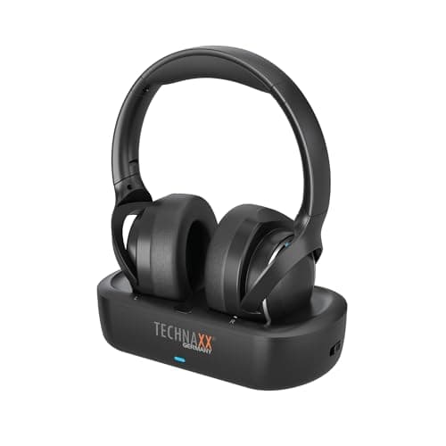 Image of Technaxx Wireless TV Headphones with Charging Base – Bluetooth 5.4 Over-Ear Headset with Microphone, 30h Battery, USB-C, Optical & AUX Input – Ideal for Seniors, TV & Music - TX-350