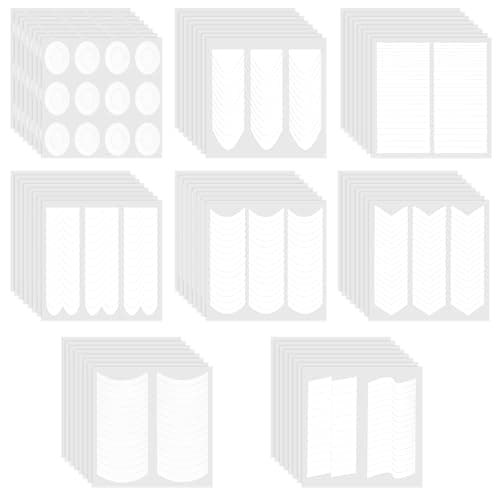 Image of 64 Sheets French Tip Stickers, Self-Adhesive Manicure Strips, Multiple Design Nail Art Stencils for Nails Design Edge Auxiliary DIY Decoration Crafts (8 Shapes)