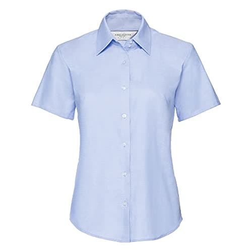 Image of MAKZ Russell Athletic Collection Short Sleeve Easy Care Oxford Shirt Ladies/Womens Oxford Blue X-Large