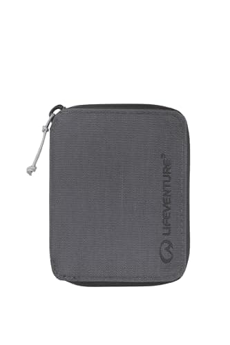 Image of Lifeventure RFID Blocking Bifold Wallet | Slim, Eco-Friendly Recycled Nylon Wallet for Travel | 6 Card Slots, Note Pocket, ID Window & Zip Coin Pouch, Grey