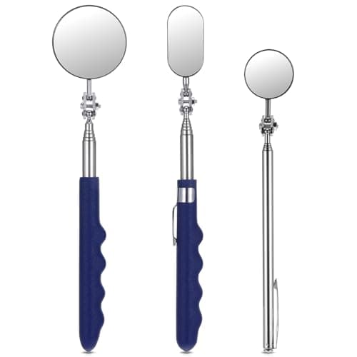 Image of 3-Piece Telescopic Inspection Mirror Set, Car Inspection Mirror with Telescopic Handle, 360° Rotatable Pick Up Tool Set, Telescopic Mirror Tool Mirror, Extendable Inspection Mirror Telescopic Mirror