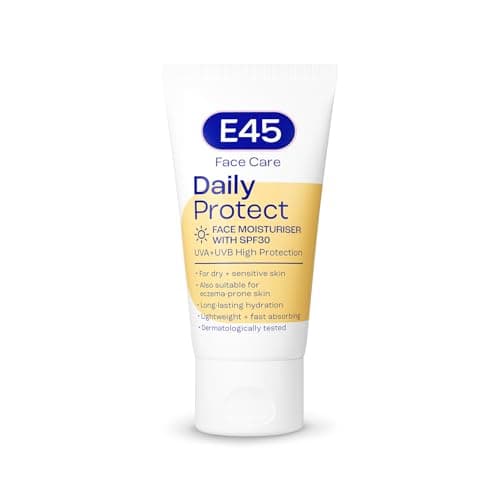 Image of E45 SPF 30 Face Moisturiser - Hydrating Daily Cream with UVA/UVB Protection for Dry, Sensitive & Eczema-Prone Skin - 50 ml