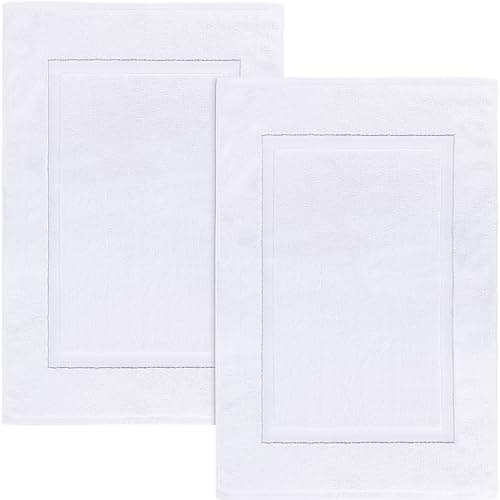 Image of Utopia Towels Cotton Banded Bath Mats, [Not a Bathroom Rug], 53 x 86 CM, 100% Ring Spun Cotton - Highly Absorbent and Machine Washable Shower Bathroom Foot Towel (Pack of 2, White)