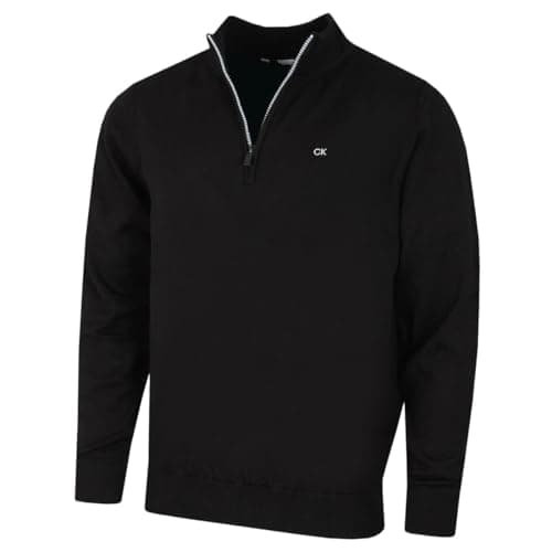 Image of Calvin Klein Mens Campus 1/2 Zip Sweater - Black/Silver - M