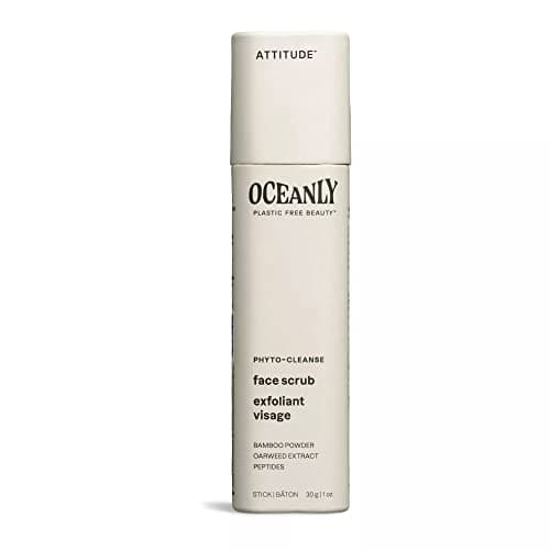 Image of ATTITUDE Oceanly Face Scrub Stick, EWG Verified, Plastic-free, Plant and Mineral-Based Ingredients, Vegan and Cruelty-free Beauty Products, PHYTO CLEANSE, Unscented, 30 grams
