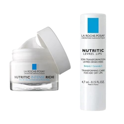 Image of La Roche-Posay Nutritic Intense Riche Cream & Nutritic Lip Balm Duo – Deep Nourishing Care for Very Dry Skin & Lips – 50ml + 4.7ml