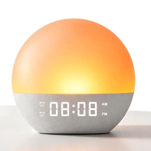 Image of Zolirao Sunrise Alarm Clock Wake Up Light with Bluetooth Speaker, FM Radio, White Noise Machine, 24 Soothing Sounds, Sunset Sleep Timer, Dual Alarm, Snooze, 7 Colour Night Light for Bedroom