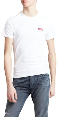 Image of Levi's Men's 2-Pack Crewneck Graphic Tee T-Shirt, White / Mid Tone Grey Heather, M Slim fit