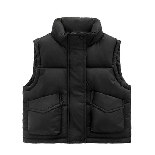 Image of Momolaa 18-24 Months Puffer Vest Boys Girls Kids Gilet Zipper Lightweight Waistcoat Winter Padded Windproof Body Warmer Gilets Sleeveless Bodywarmer Jacket Coat Warm Down Vest Outwear Black